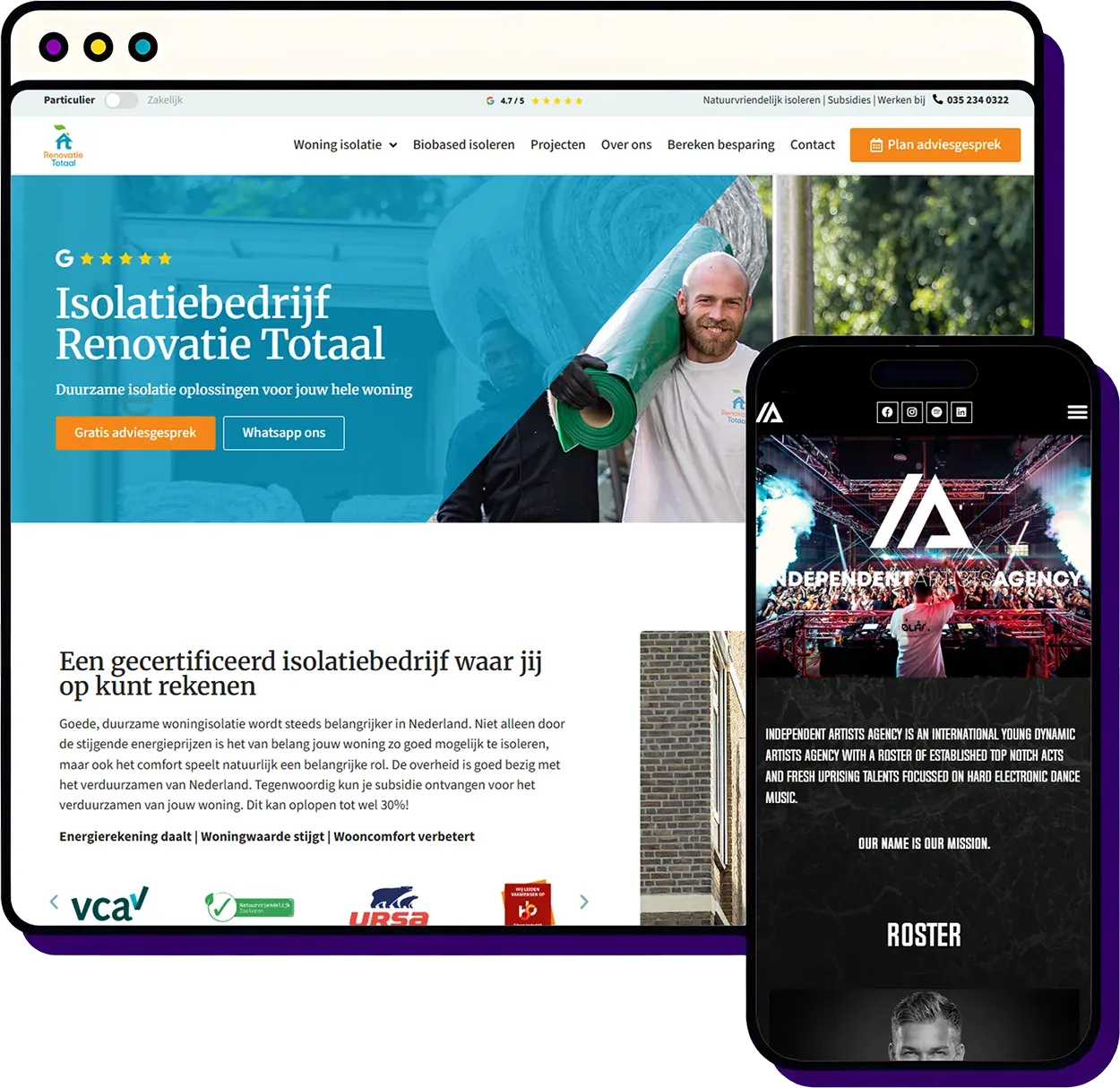 Froseo — voorbeeld website mockup