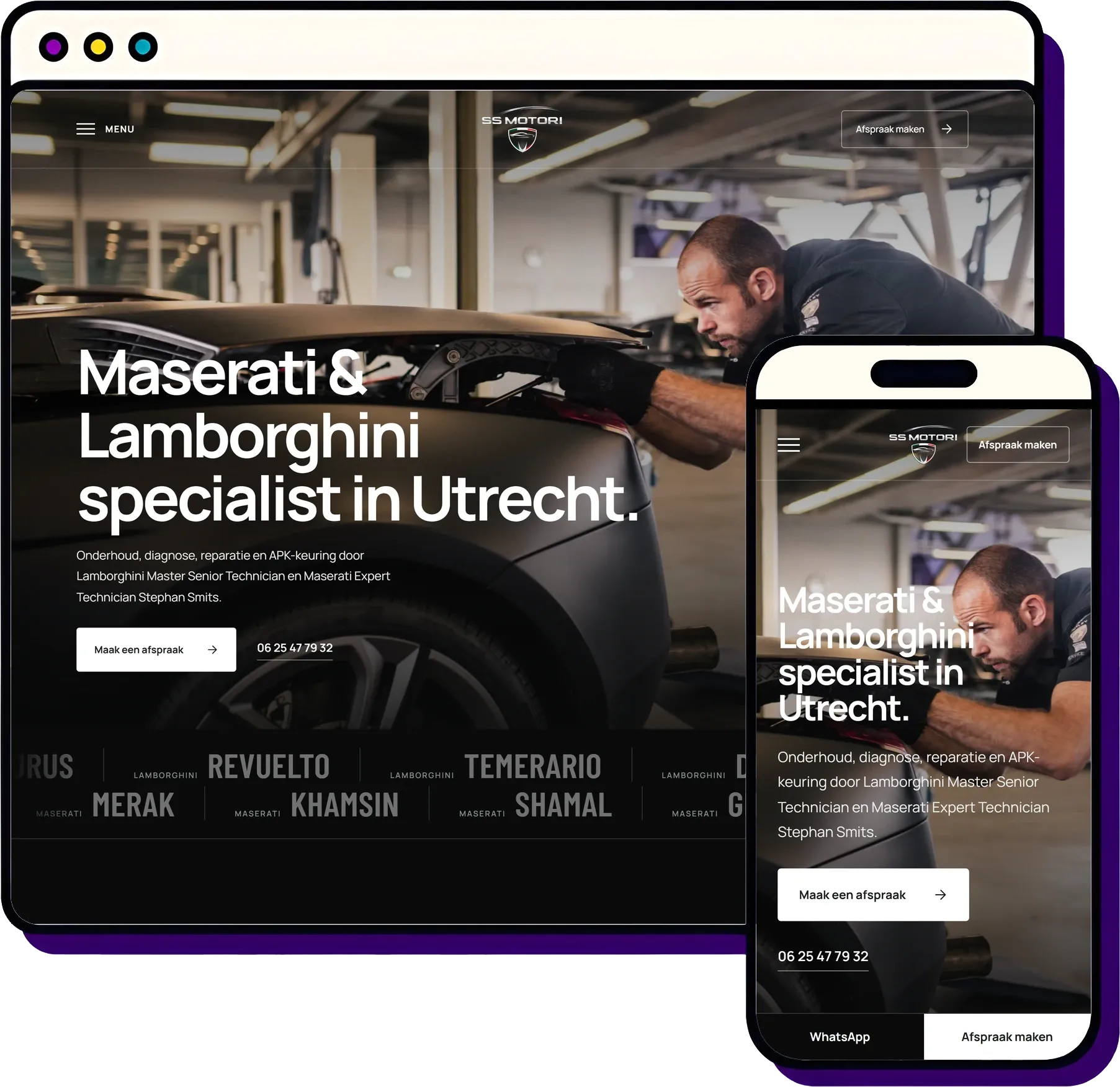 SS Motori — Premium website voor een specialist in Maserati en Lamborghini